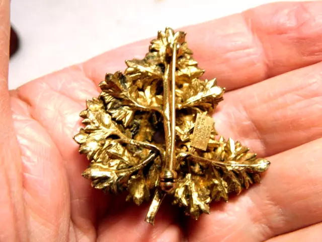 Vtg. Flora Danica Leaf Brooch Pin/ Gold Washed Sterling Silver/ Eggert / Denmark 3