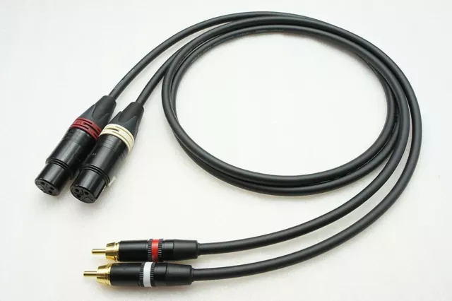 2 Foot -Mogami 2534 Quad Stereo Pair (L, R)  | Neutrik Gold RCA to XLR Female