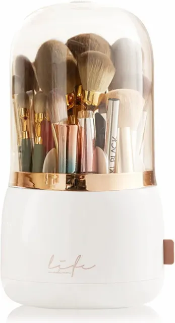 Makeup Brush Holder Lid Rotating 360 Cosmetic Make Up Brushes Storage Organizer