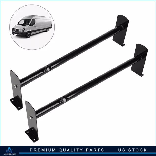 ✔Universal Pickup Truck Cap Topper 2 Bar Adjustable Van Ladder Roof Racks Steel