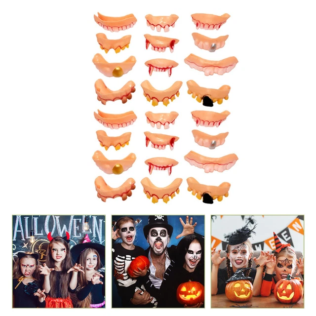 Protesi PVC Halloween denti finti denti falsi bavaglio regalo ballo divertente