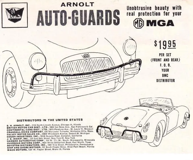 1960 Mga 1600  ~  Vintage Original Smaller Print Ad ~ Arnolt Auto-Guard