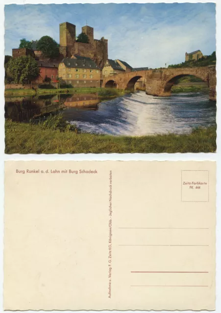 32369 - Castle Runkel a.d. Lahn with castle Schadeck - old postcard