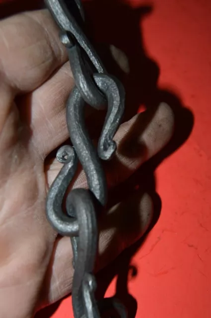 S-Hook Chain, Wrought Iron, 1/4" dia. Hand Forged by Blacksmiths in the USA 3