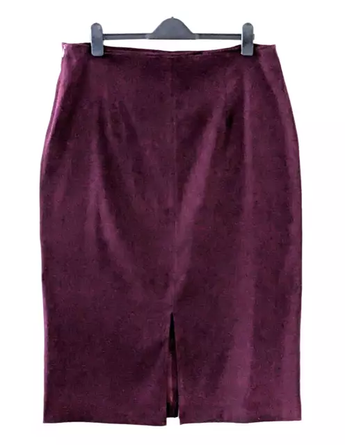 MOORE Womens Faux Suede Pencil Skirt Sz 22 Burgundy Red Midi Front & Back Split