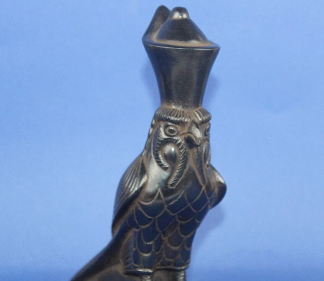 Único Antiguo Egipcio Horus Falcon Estatua Tumba Guardia Protección...