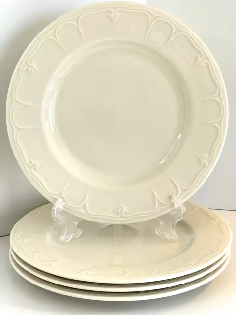 Lenox CASUAL ELEGANCE Salad Plates (4) Embossed 8” Ivory Cream USA NOS NEW MINT