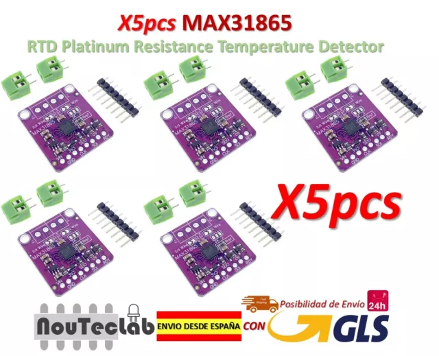 5pcs MAX31865 Rtd Platinum Resistance Température Détecteur Module PT100