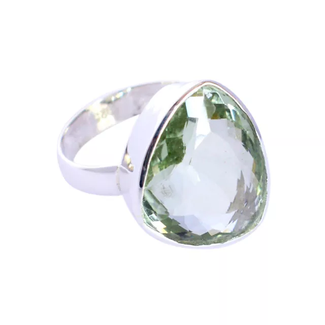 Solid Sterling Silver Green Amethyst Gemstone Women Ring Jewelry For Christmas