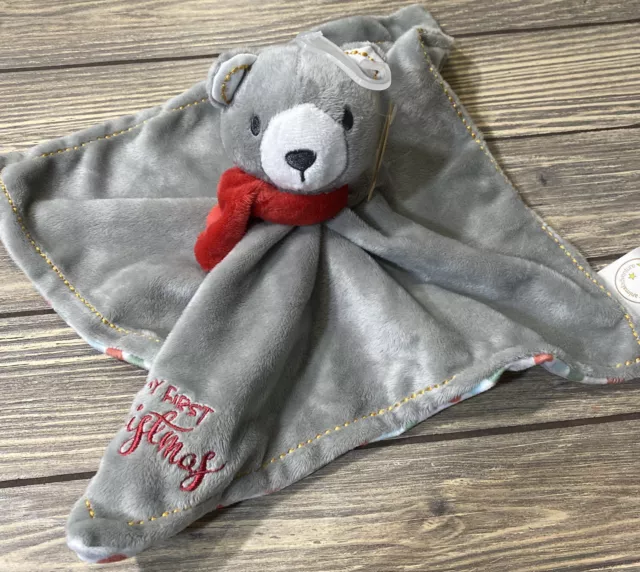 Animal Adventure Gray Bear My First Christmas Lovey Plush Soft Stuffed Animal