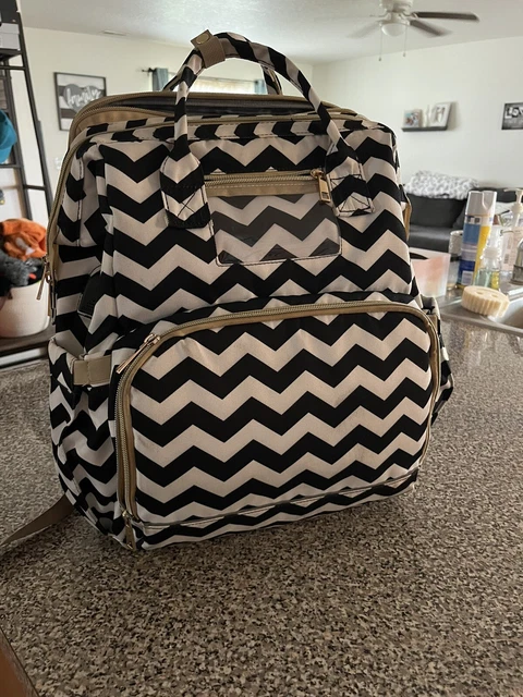 Stylish color Baby Diaper Bag Backpack with Changing Station and Bassinet. Black