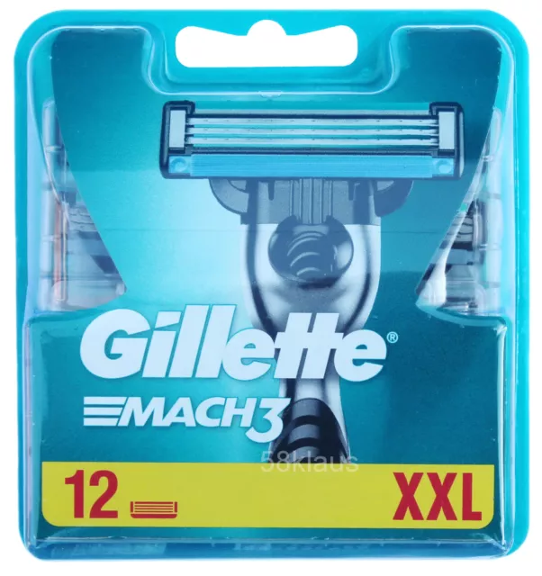 12x Gillette Mach3 Rasierklingen / 12er Pack Klingen Set in OVP / 12 Stück