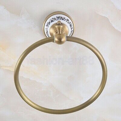 Antique Brass Wall Mounted Bathroom Accessory Bath Towel Ring Holder fba775