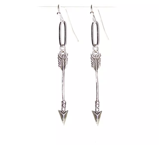SILVER Arrow Earrings - Dangle - Renaissance Earrings - Artemis Silver Arrow