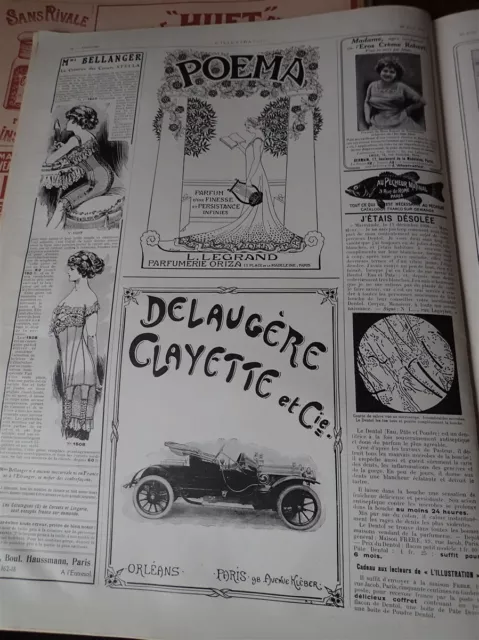 DELAUGERE CLAYETTE + BELLANGER + ORIZA LEGRAND pub papier ILLUSTRATION 1911 col