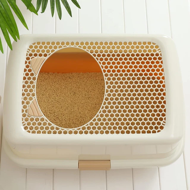 Smart Paws Large Cat Litter Box with Lid,Kitten Litter Box,Cat Box (Coffee)