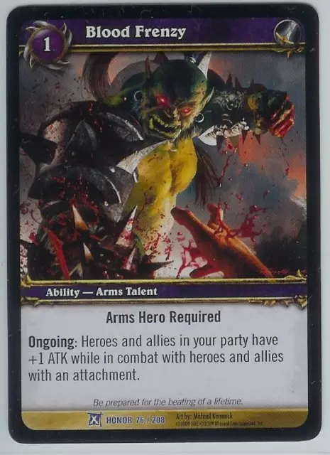 WORLD OF WARCRAFT WoW TCG NM Rare Ability #76/208 Blood Frenzy - Fields of Honor