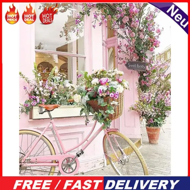 40X50cm Oil Paint By Numbers Pink Bicycle Frameless Picture Crafts Home Decor