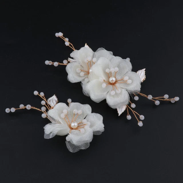 2x Charm Pearls Hair Clip Flower Barrette Hair Vine Wedding Party Headdress