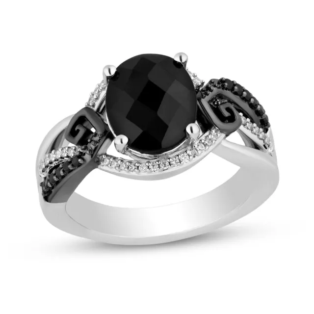 The Nightmare Before Christmas 2.50ct Oval Fancy CZ Two Tone Plated Silver Ring