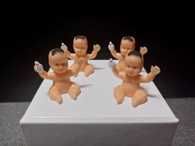 Vtg 1960's 70's Miniature Plastic Sitting Baby Dolls w/Bottle NOS FREE SHIPPING!