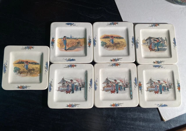 Lot De 6 Assiettes à Foie Gras Vintage – Porcelaine Française – Déco A. Lhonnheur