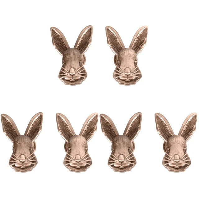 6 Pcs Zinc Alloy Rabbit Drawer Knobs Kitchen Cabinet Bunny Pull