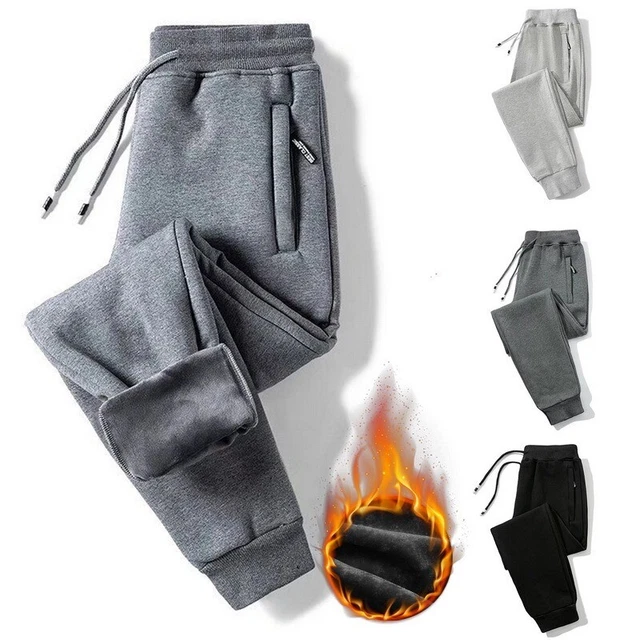 Mens Thermal Fleece Lined.Elasticated Sport Joggers Winter Thick Trousers Pants.