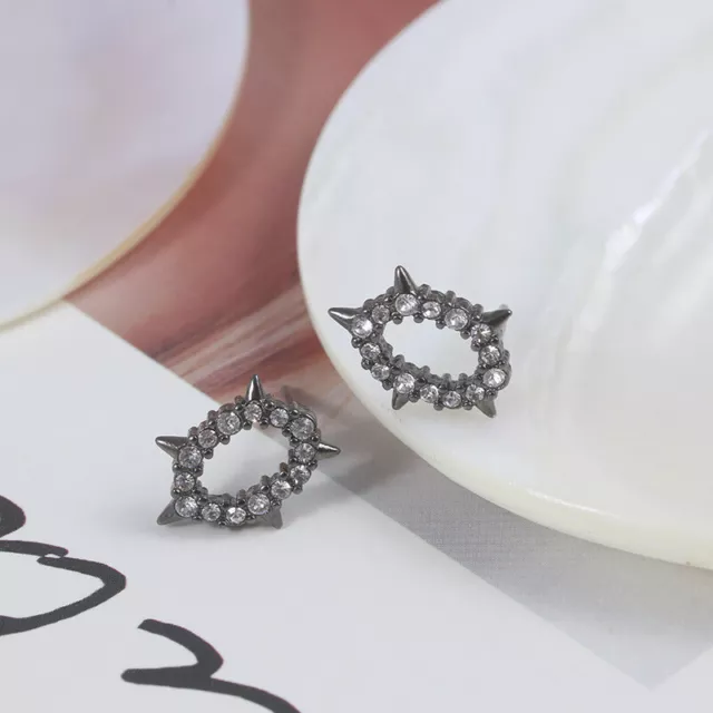 Alexis Bittar Round Crystal Encrusted Spiked Stud Earrings