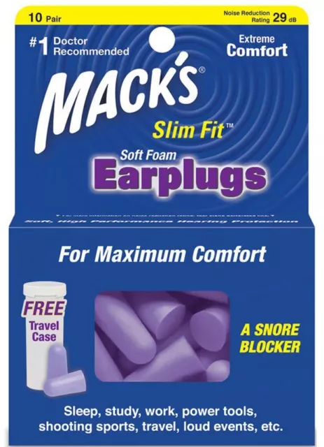 Mack's ( Macks ) Safesound Slim Fit Weicher Schaumstoff Ohrstecker X 10 Paar