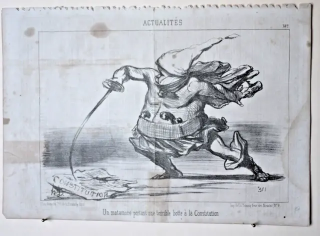 Original Honore DAUMIER lithograph, Le Charivari, 1851, 14" x 9 3/4"  - 251