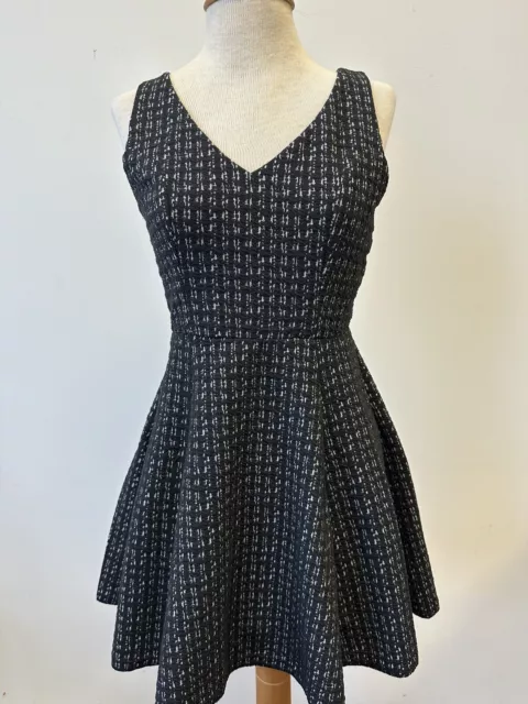 Lord & Taylor Design Lab Tweed Skater Dress Womens Size Medium Herringbone