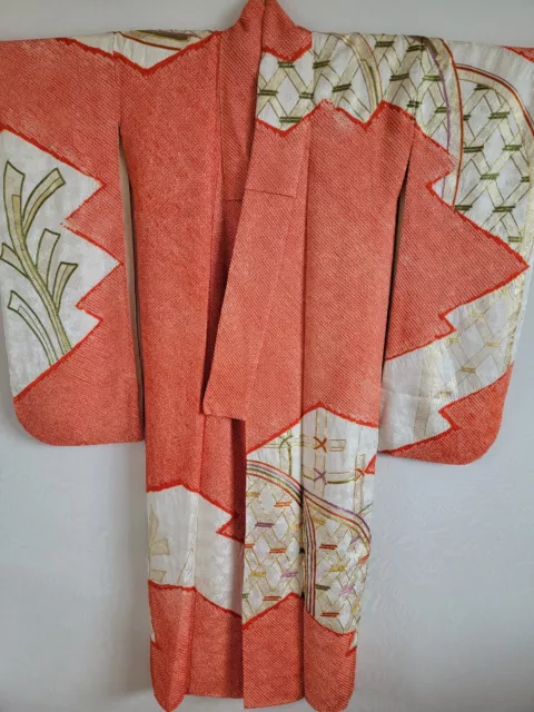 Antique Japanese Silk  KIMONO Robe ,Furisode,KIMONO Dress,ソ