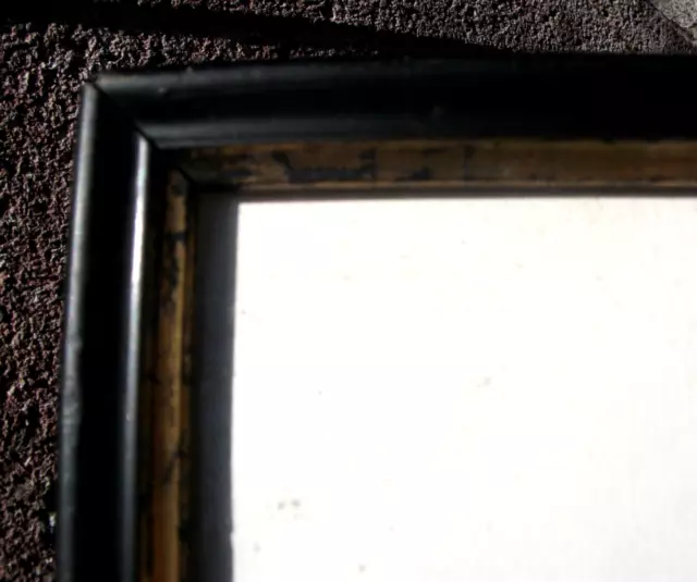 cadre Napoléon en bois noir/doré 36 X 27,5 Feuill.33,5 X 25 cm+verre ancien