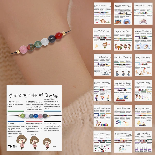 Pulseras acero inoxidable piedra natural 6 mm perlas cristal y piedras curativas