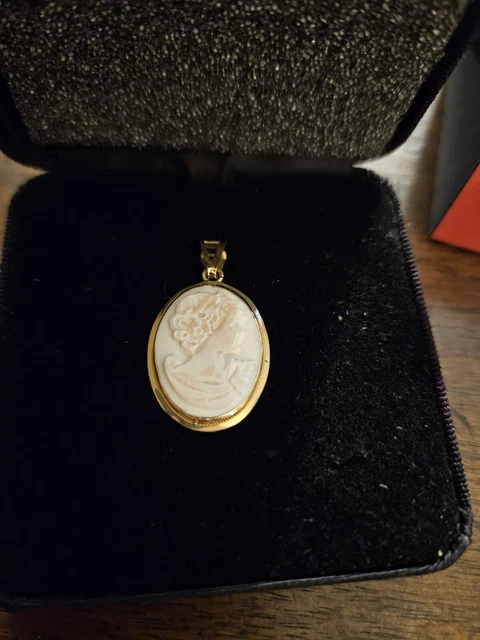 Italy Cameo M+M Scognamiglio Lady Pendant Hand Carved 14kt. Beautiful Piece!!
