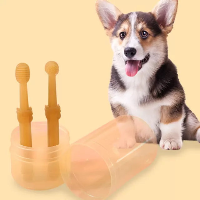 Pet Toothbrush Kit Soft Grooming Dogs Cats Oral Cleaning Brush with Case-GE