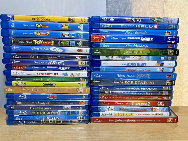 Disney Blu-ray DVD Lot 36 Movies Classics Family Kids Animated Pixar Dreamworks