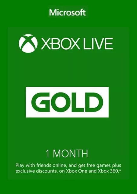1 Month Xbox Live Gold Membership Microsoft Xbox One / Xbox 360 FAST DELIVERY