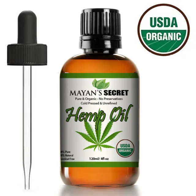 4 Oz 100 % Certifed Organic Hemp Seed Oil Raw Pure  Unrefined Cold Pressed