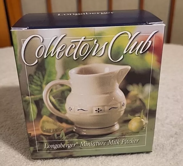 Vtg 1999 New Longaberger Collectors Club Miniature Pottery Milk Pitcher #36242