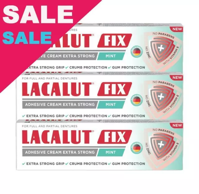 Lacalut Fix Mint crema adesiva per protesi, confezione extra forte,...