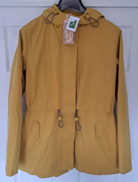 BNWT Fat Face Primrose Hooded Jacket Size 12 Yellow (Buttercup) Teflon Coated