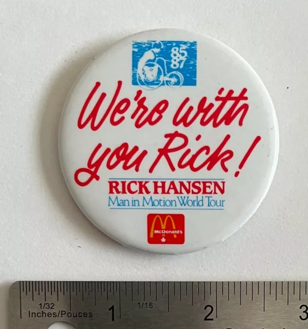 McDonalds - Rick Hansen Man in Motion World Tour - 2.25" Vintage Button