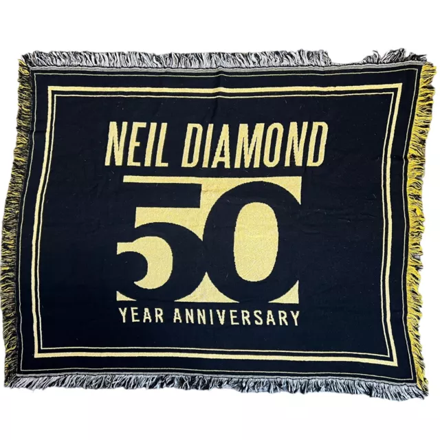 Neil Diamond 50th Anniversary Throw Blanket Black And Gold 44x36