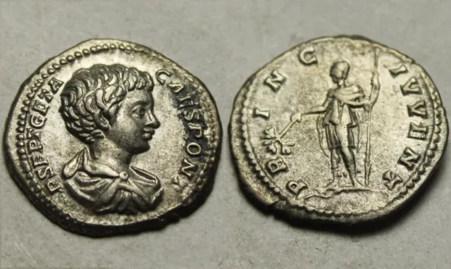 Rare Genuine ancient Roman coin silver Denarius Geta murdered by Caracalla 201AD
