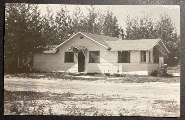 Rogge's Resort Crystal Falls Michigan RPPC 1955 Sagola