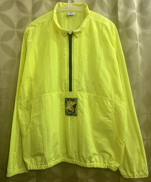 L Vintage ‘80s CRAZY SHIRTS Hawaii MAUI SURF CO Neon Yellow NYLON Wind Shirt USA