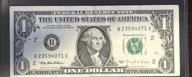 1995 ERROR NOTE❌Misaligned ❌ Mis-Cut ❌ One Dollar Bill ❌ X Note