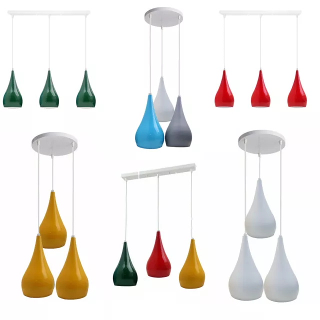 3 head Teardrop Ceiling Pendant Cluster Light Modern Indoor Hanging Color Lamp